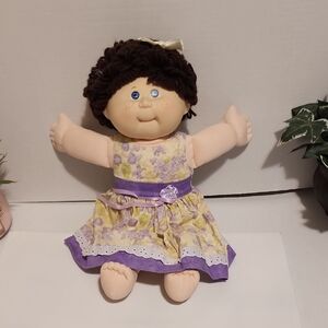 Charming Floral Dress Doll with Brown Hair